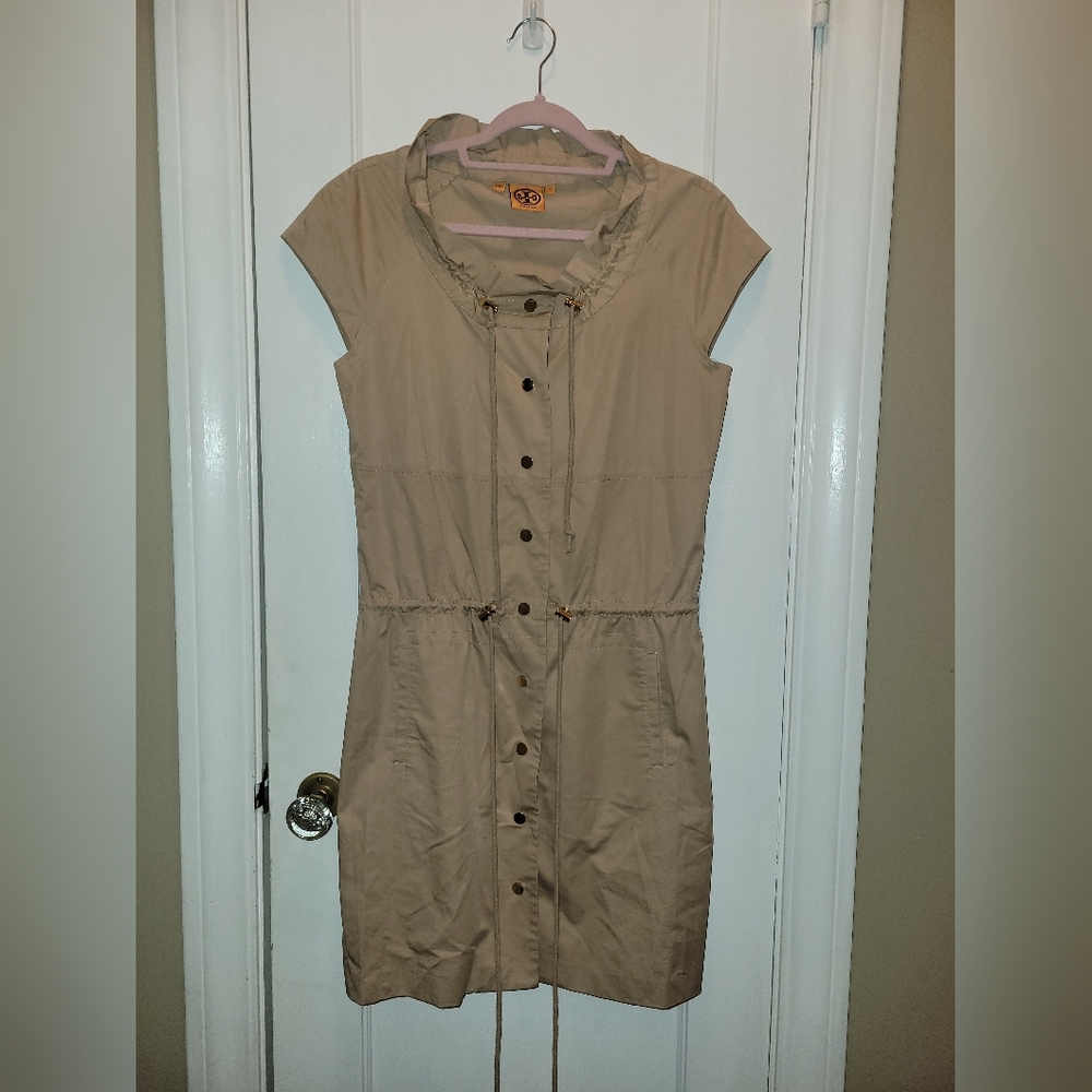 Tory Burch Tan Button-Down Utility Dress